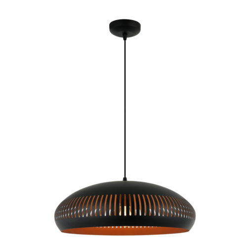 Strakke Chericoni Strisce hanglamp in zwart, Ø52 cm, met E27 fitting, voor een minimalistische uitstraling.