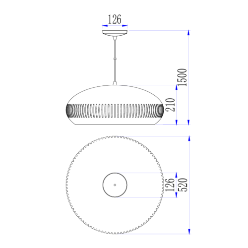 Stijlvolle Chericoni Strisce hanglamp, zwart design, Ø52 cm, 1 lichts met E27 fitting, een luxe verlichtingsoplossing.