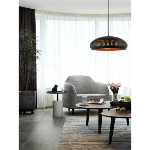 Chericoni Strisce hanglamp, Ø52 cm, zwart met E27 fitting, een modern ontwerp voor diverse ruimtes.