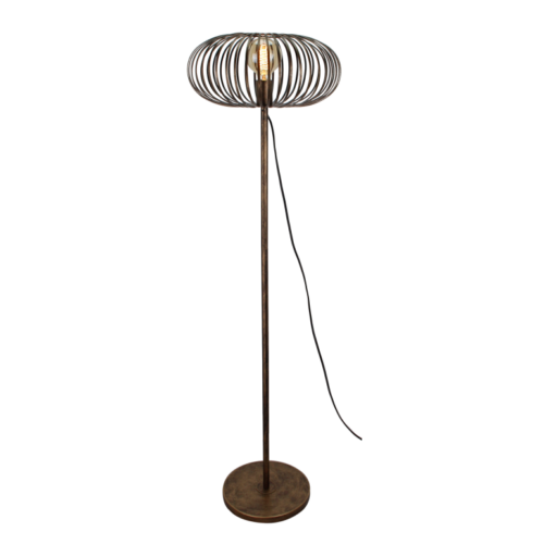 Moderne bronskleurige Curvato vloerlamp (Ø 40 cm). Verstelbare hoogte en een multifunctioneel design. Maak jouw interieur compleet!