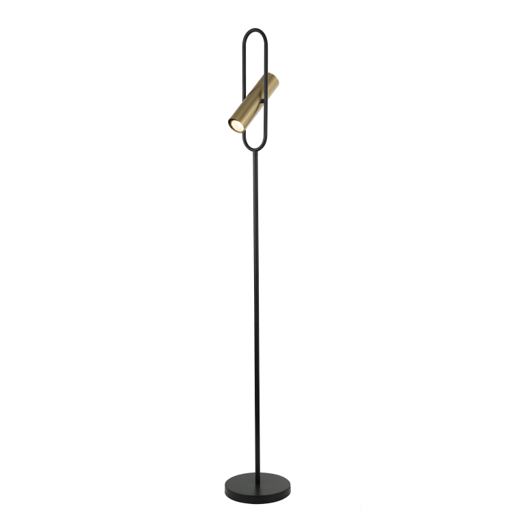 Maak je interieur compleet met de Reggio vloerlamp (Ø 22 cm). Strak zwart design, gouden spot en verstelbare functie voor stijlvol licht!