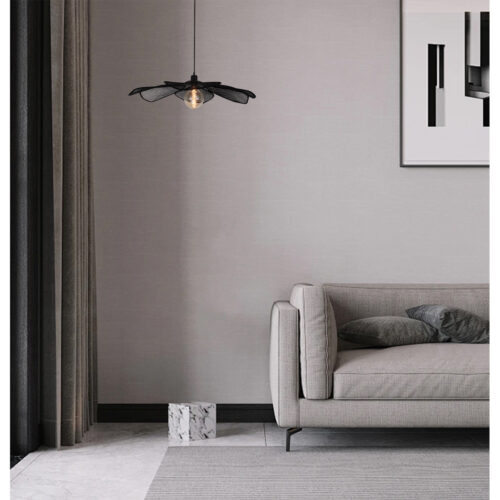 Chericoni Corvo Hanglamp Zwart – bladvormig design van linnen