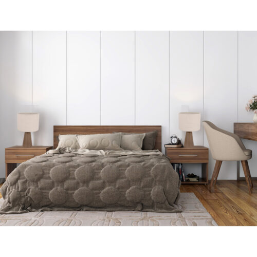 Tafellamp Faro met kegelvormige voet – modern en sfeervol in taupe.