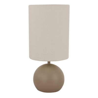 Porto tafellamp in minimalistisch design – compacte vorm, sfeervol in taupe.