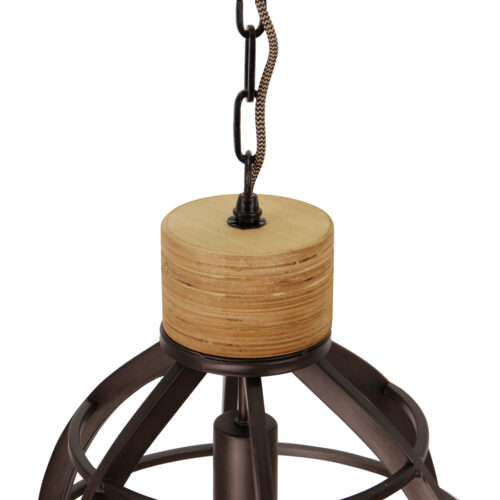 Moderne 3-lichts hanglamp Chericoni Aperto – Ø34 cm – industrieel met hout