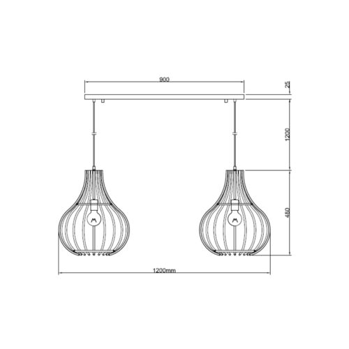 Design hanglamp Ø40 cm – Chericoni Goccia – 2 lichts – zwart metaal