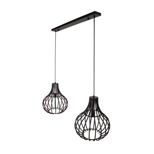 Sfeervolle 2-lichts hanglamp – Chericoni Goccia – Ø40 cm – zwart metaal