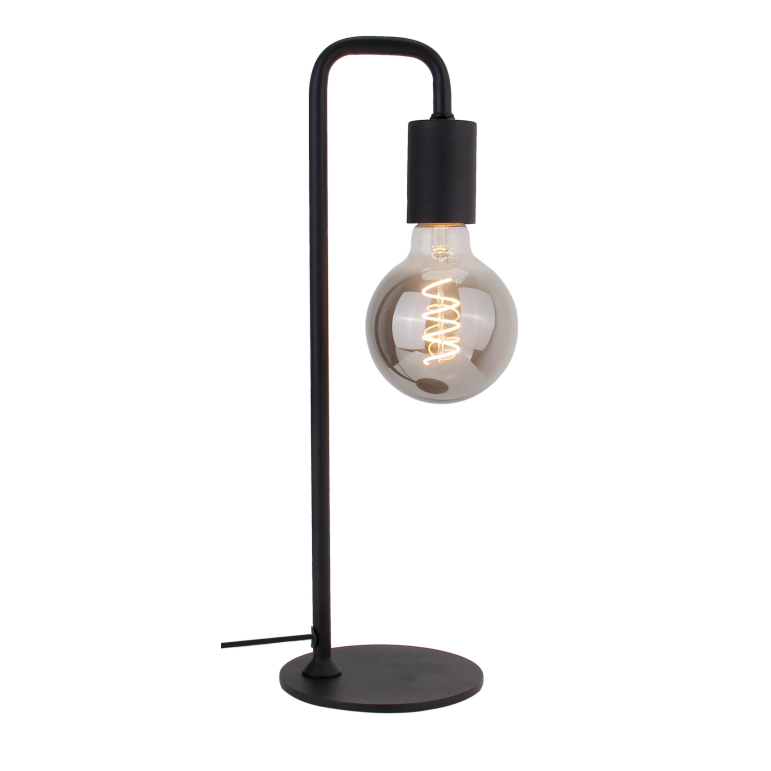 Deze zwarte tafellamp uit de Basic-serie voegt een stoere industriële touch toe aan je interieur. Perfect voor elke ruimte.
