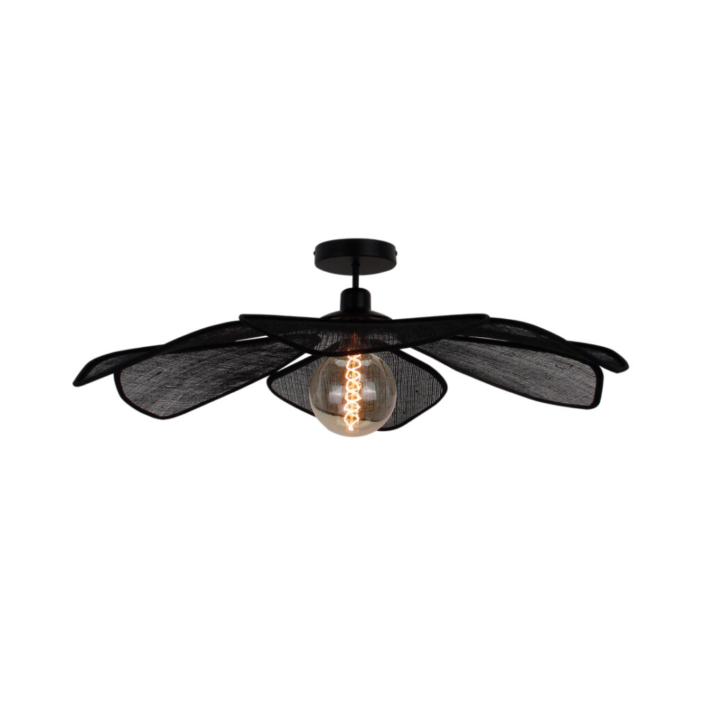 Zwart metalen plafondlamp Corvo met een opvallend design. Ideaal voor een moderne en sfeervolle uitstraling in je interieur.