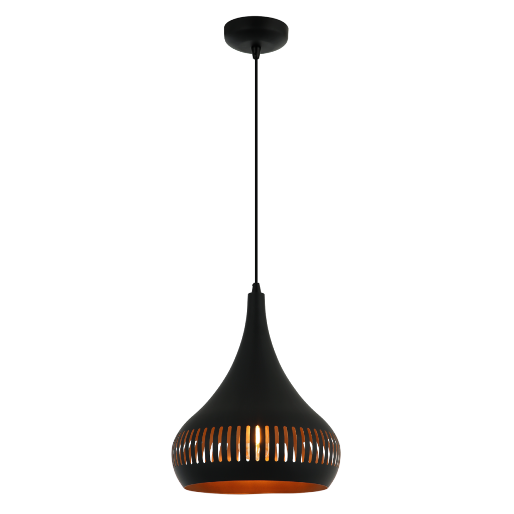 Strakke zwarte hanglamp Strisce in industrieel design. Perfect voor een eigentijke touch aan jouw interieur.