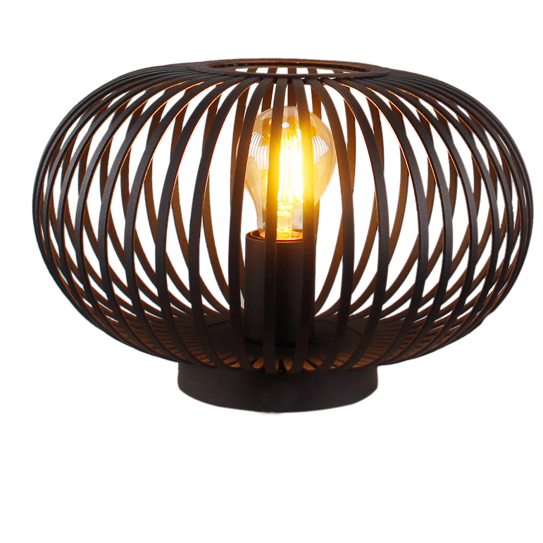Moderne zwarte tafellamp Curvato met een strakke uitstraling. Een eye-catcher die elke ruimte een stijlvolle sfeer geeft.