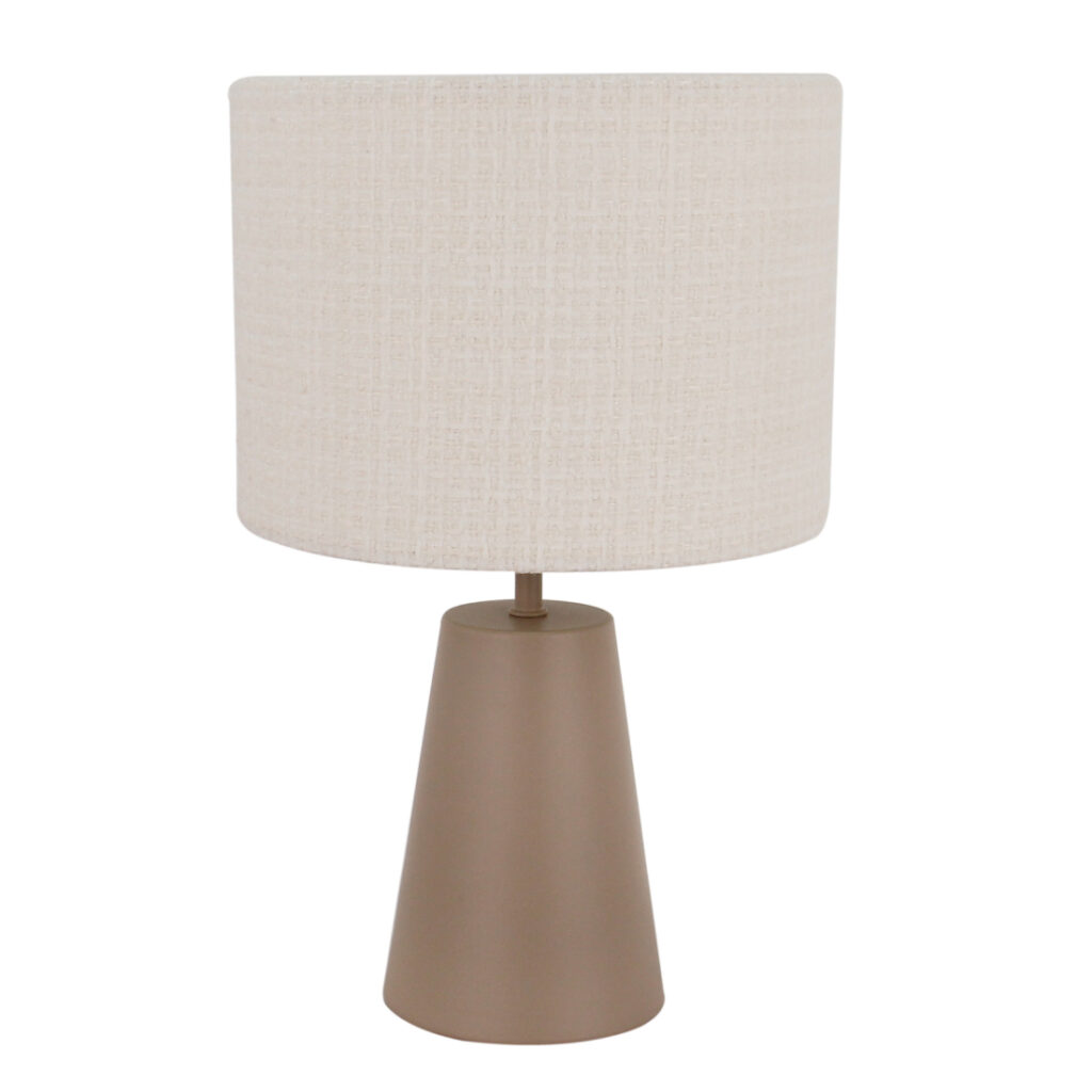 De taupe Faro tafellamp voegt warme gezelligheid toe aan je interieur. Perfect voor een sfeervolle tafelsetting.