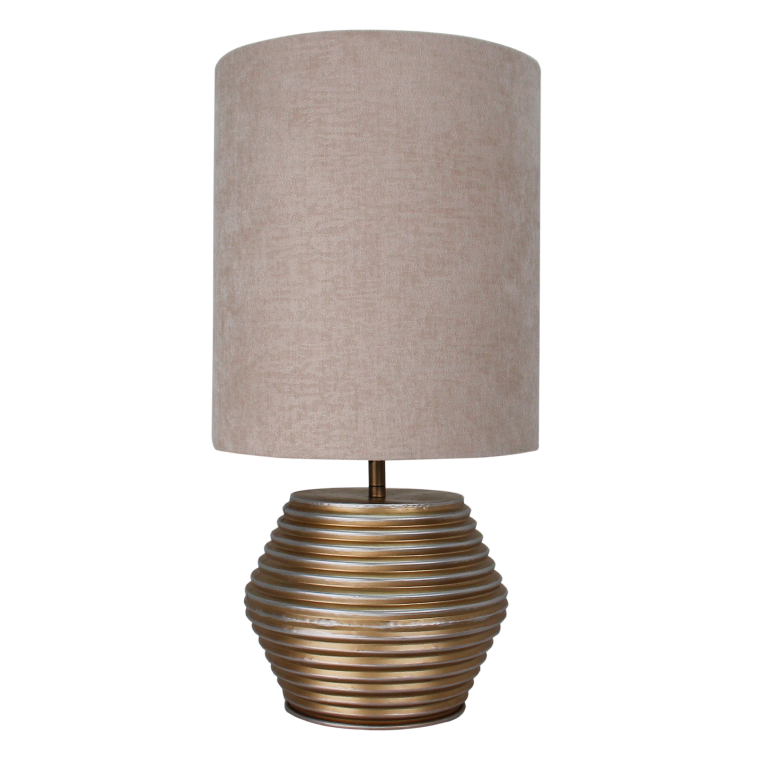 Elegante tafellamp Modena in crème en goud. Perfect voor een moderne sfeer in jouw woonkamer of kantoor.
