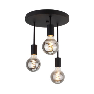 Basic plafondlamp met 3 lichtpunten en een diameter van Ø30 cm, modern en veelzijdig voor diverse interieurstijlen.