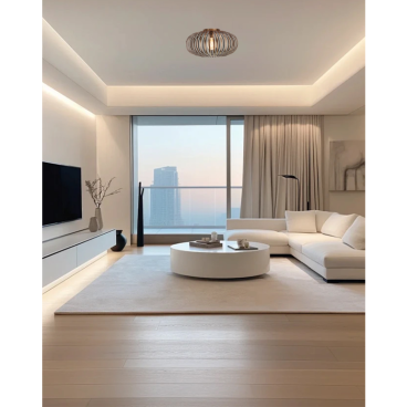 Bronzen 1-lichts Curvato plafondlamp, Ø40 cm. Strak en tijdloos design voor sfeervolle verlichting in huis.