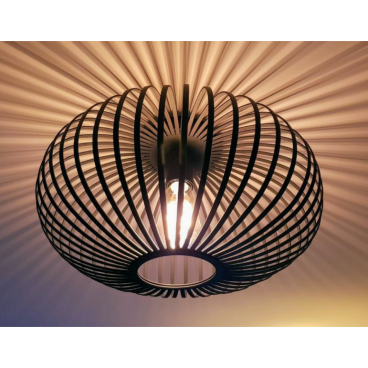 Elegante Chericoni Curvato plafondlamp, zwart, met een diameter van 40 cm. Eén lichtbron voor een minimalistische look.