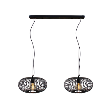 Chericoni Curvato hanglamp, zwart, Ø40 cm. Modern 2-lichts ontwerp met E27 fitting, ideaal voor een stijlvolle en sfeervolle ruimte.