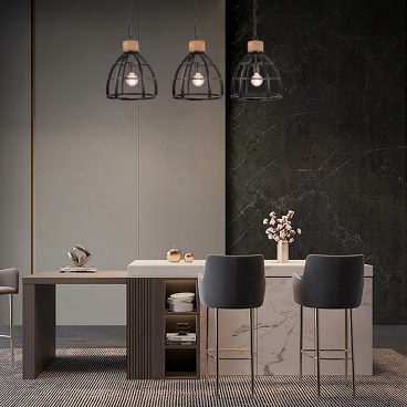 Sfeervolle 3-lichts hanglamp – Chericoni Aperto – Ø34 cm – industrieel met hout