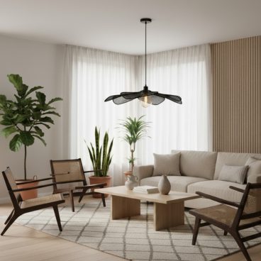 Japandi hanglamp zwart. Een mooie lamp voor een Japandi interieur.