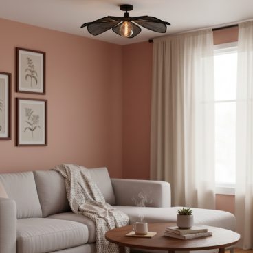 Zwarte Japandi plafondlamp