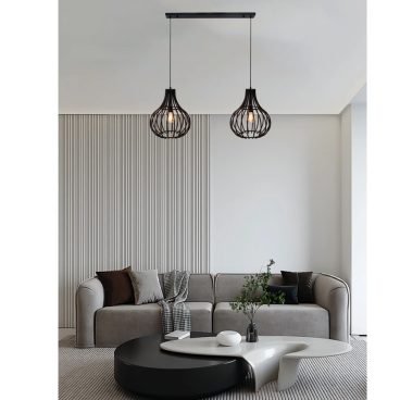 Moderne 2-lichts hanglamp Chericoni Goccia – Ø40 cm – zwart metaal