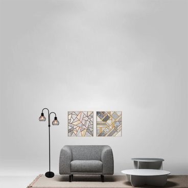 Chericoni Goccia vloerlamp met twee gebogen armen en metalen kooikapjes