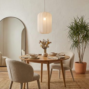 Hanglamp uit de Lecce serie van Chericoni in Japandi stijl, strak vormgegeven met warme, natuurlijke look.