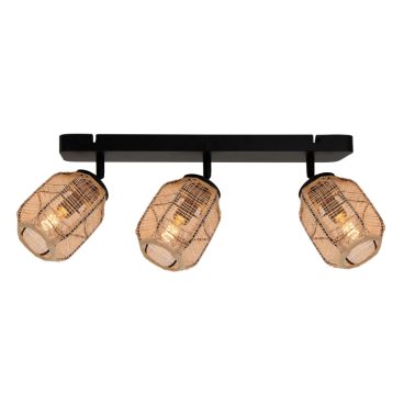 Chericoni 3-lichts plafondlamp van bamboe. Compact design met natuurlijke uitstraling. Geschikt voor E14 en Japandi stijl.