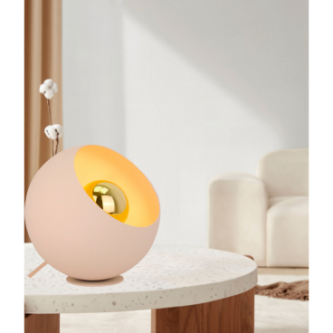 Tafellamp Occhio cream Ø25 cm: combineert industrieel met elegantie. Gemaakt van duurzaam ijzer en metaal.