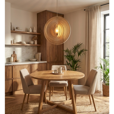 Chericoni Ring hanglamp 1-lichts met ronde houten ring en moderne look.