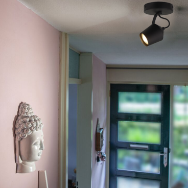 Zwarte plafondspot Chericoni Tavola, geschikt voor GU10 lampen, met een tijdloos en functioneel design.
