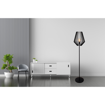 1 lichts Chericoni Tavola vloerlamp in zwart, Ø30 cm, met E27 fitting, voor subtiele en stijlvolle verlichting.