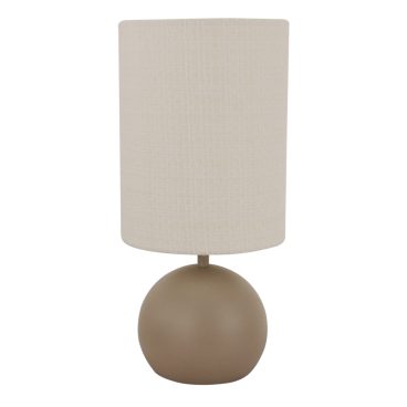 Porto tafellamp in minimalistisch design – compacte vorm, sfeervol in taupe.