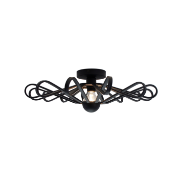 De zwarte Arco plafondlamp straalt een industriële charme uit. Perfect voor een sfeervolle touch in moderne interieurs.