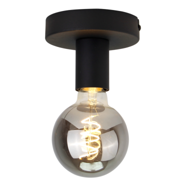Deze zwarte plafondlamp heeft een strakke, industriële uitstraling. Perfect voor het verlichten van moderne woonruimtes.
