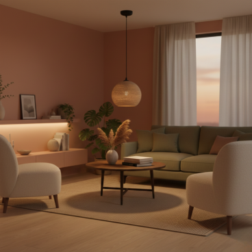 De bruine Carpi hanglamp creëert een warme, moderne sfeer boven de eettafel. Perfect voor een gezellig diner met vrienden.