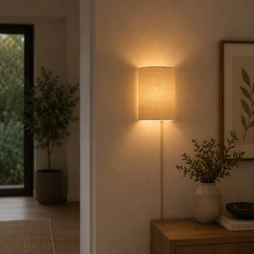 De Caspera wandlamp in crème heeft een verfijnd linnen ontwerp. Perfect voor een rustgevende Japandi-sfeer in elke ruimte.
