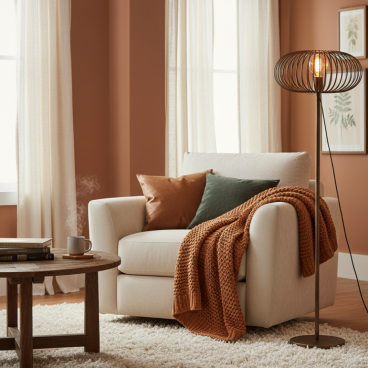 De bronzen Curvato vloerlamp voegt een warme gloed toe aan je interieur. Perfect voor een moderne sfeer in elke kamer.