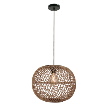 Natuurlijke bruin houten hanglamp in een rond design. Perfect voor een landelijke sfeer in jouw interieur.