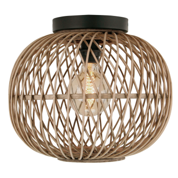 Deze bruin bamboe plafondlamp brengt natuurlijke charme in je interieur. Perfect voor een warme, landelijke sfeer.