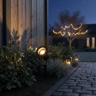 Weerbestendige buitenverlichting. Zwarte prikspot voor in de tuin.