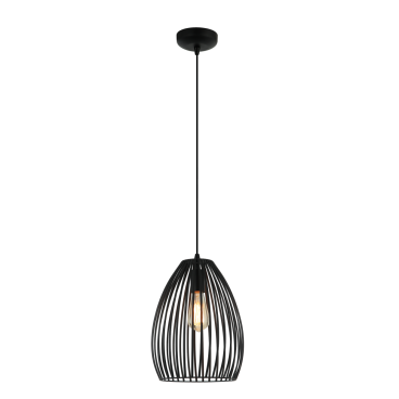Deze zwarte Rho hanglamp van metaal geeft een stoere, industriële uitstraling aan je interieur.