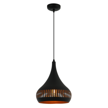Strakke zwarte hanglamp Strisce in industrieel design. Perfect voor een eigentijke touch aan jouw interieur.
