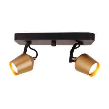 Deze gouden Tavola plafondspot met twee lichtpunten biedt een luxe uitstraling.