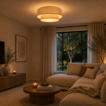 Deze beige Trilo plafondlamp brengt een serene Japandi-sfeer in uw interieur. Perfect voor een warme, uitnodigende ambiance.