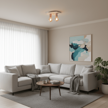 De crème plafondlamp Colorato straalt warmte en stijl uit. Perfect voor een sfeervolle ambiance in huis.