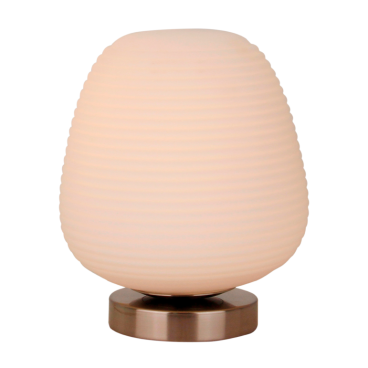 Deze moderne tafellamp in zilver en transparant glas brengt een verfijnde sfeer in je interieur. Perfect voor elke tafel.