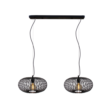 Industriële hanglamp Curvato in stijlvol zwart. Perfect voor een vleugje sfeer boven de eettafel of in de woonkamer.
