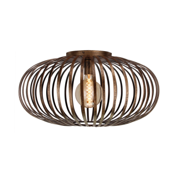 Industriële plafondlamp Curvato in warm brons. Deze lamp voegt karakter en stijl toe aan elke ruimte.