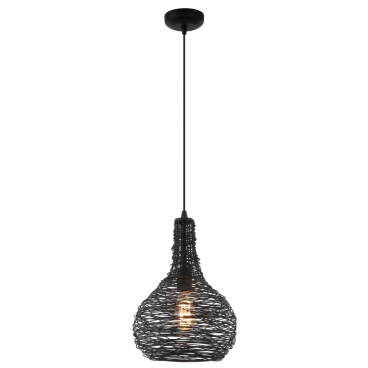 Strakke zwarte hanglamp Filo Sottile met een speelse vormgeving.